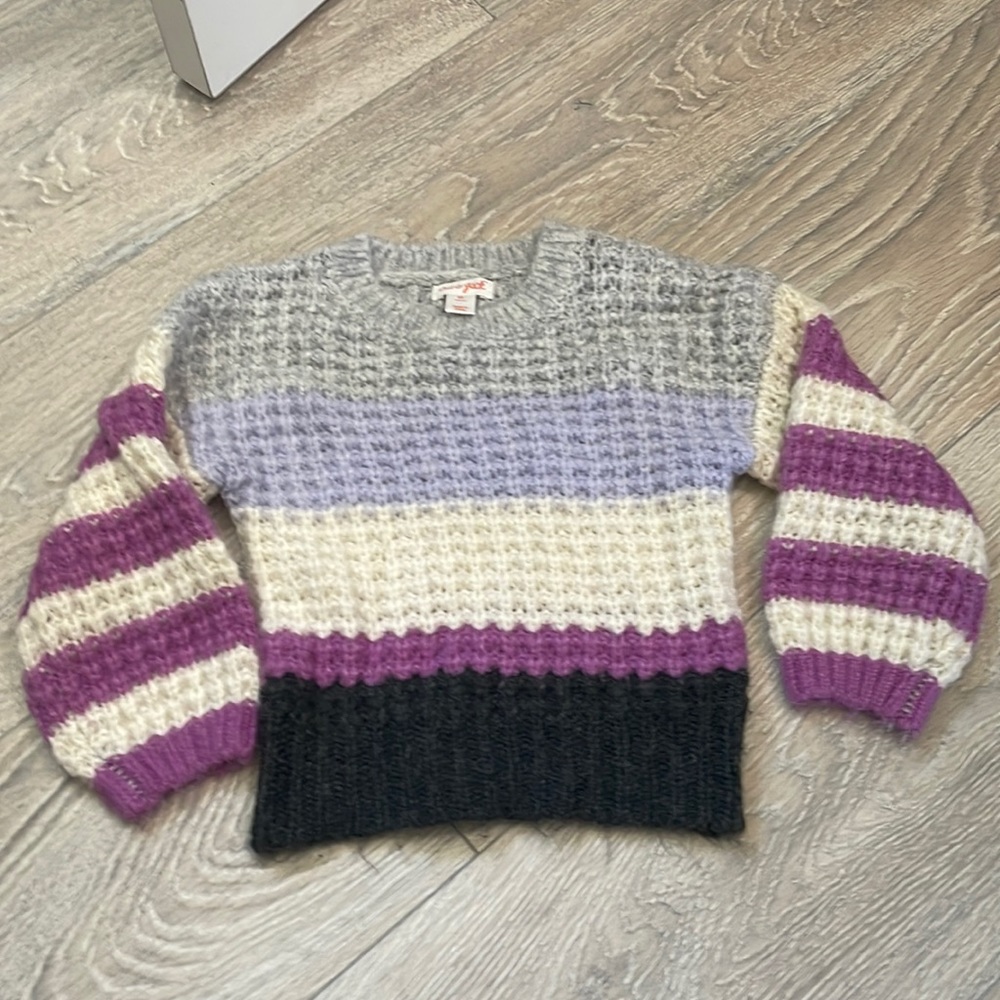 Cat & Jack Purple Gray Striped Cute Fall Sweater toddler girls 2T